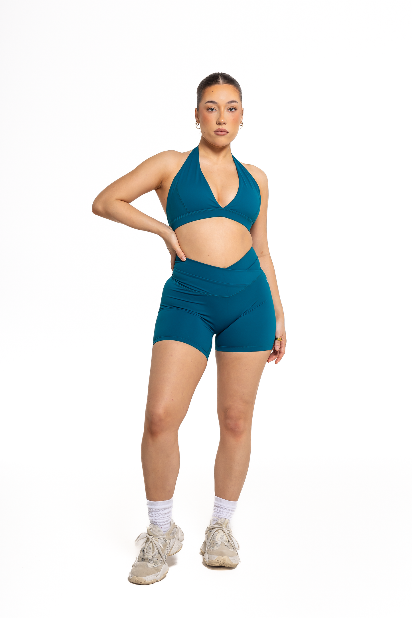 Crossover Scrunch Shorts - Ocean Teal