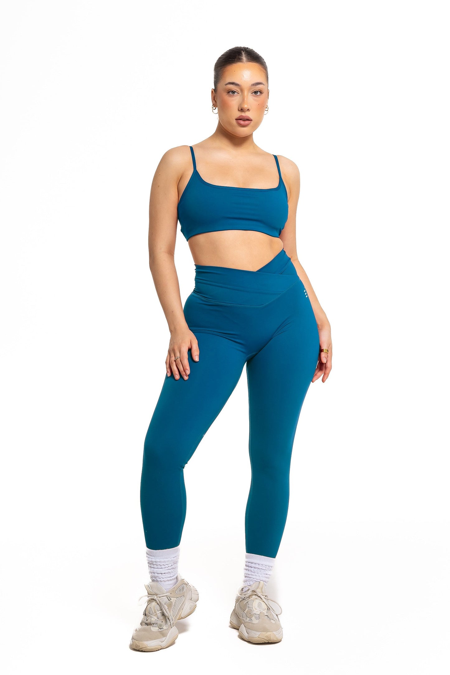 Crossover Scrunch Leggings - Ocean Teal