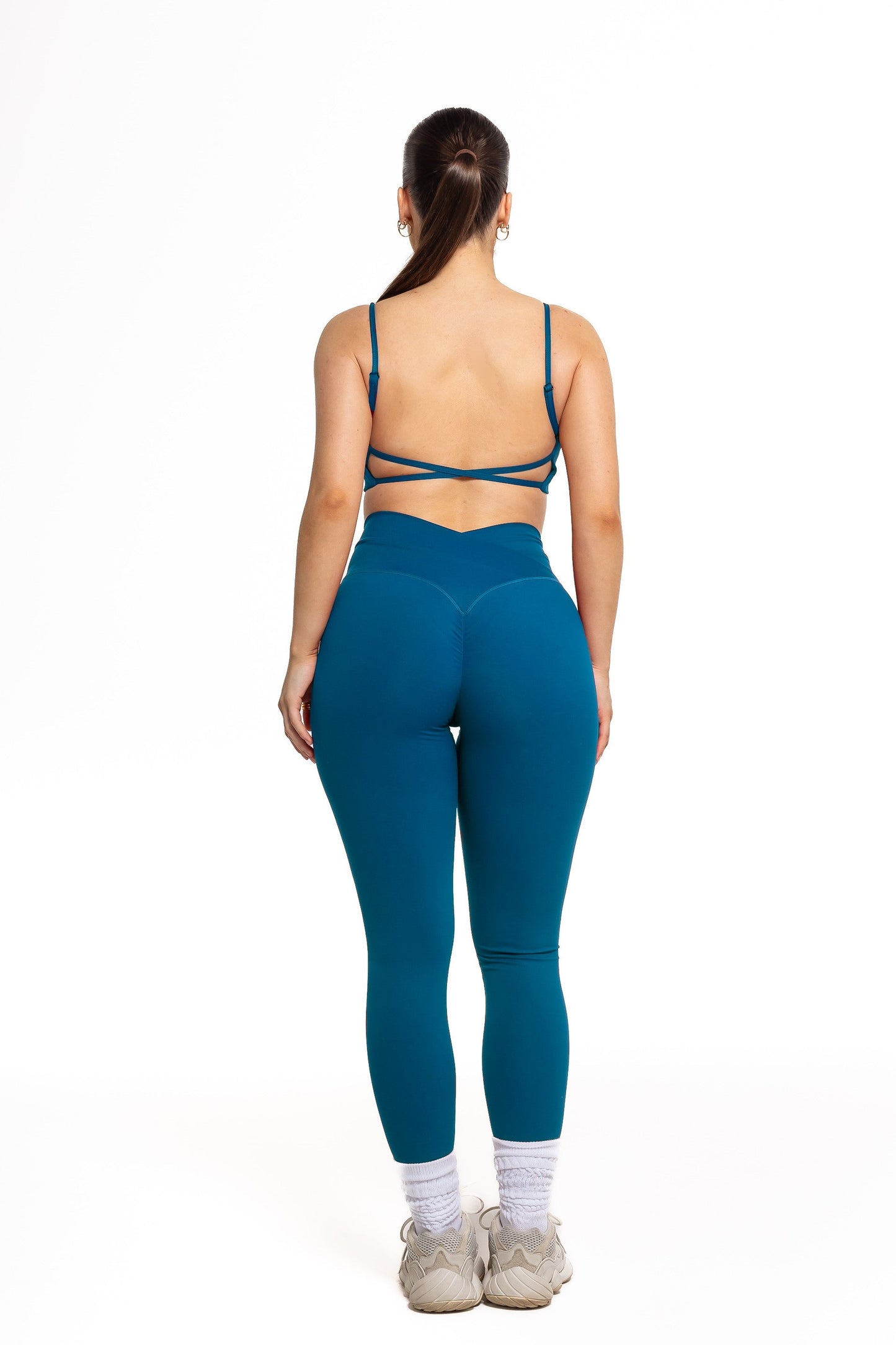 Crossover Scrunch Leggings - Ocean Teal