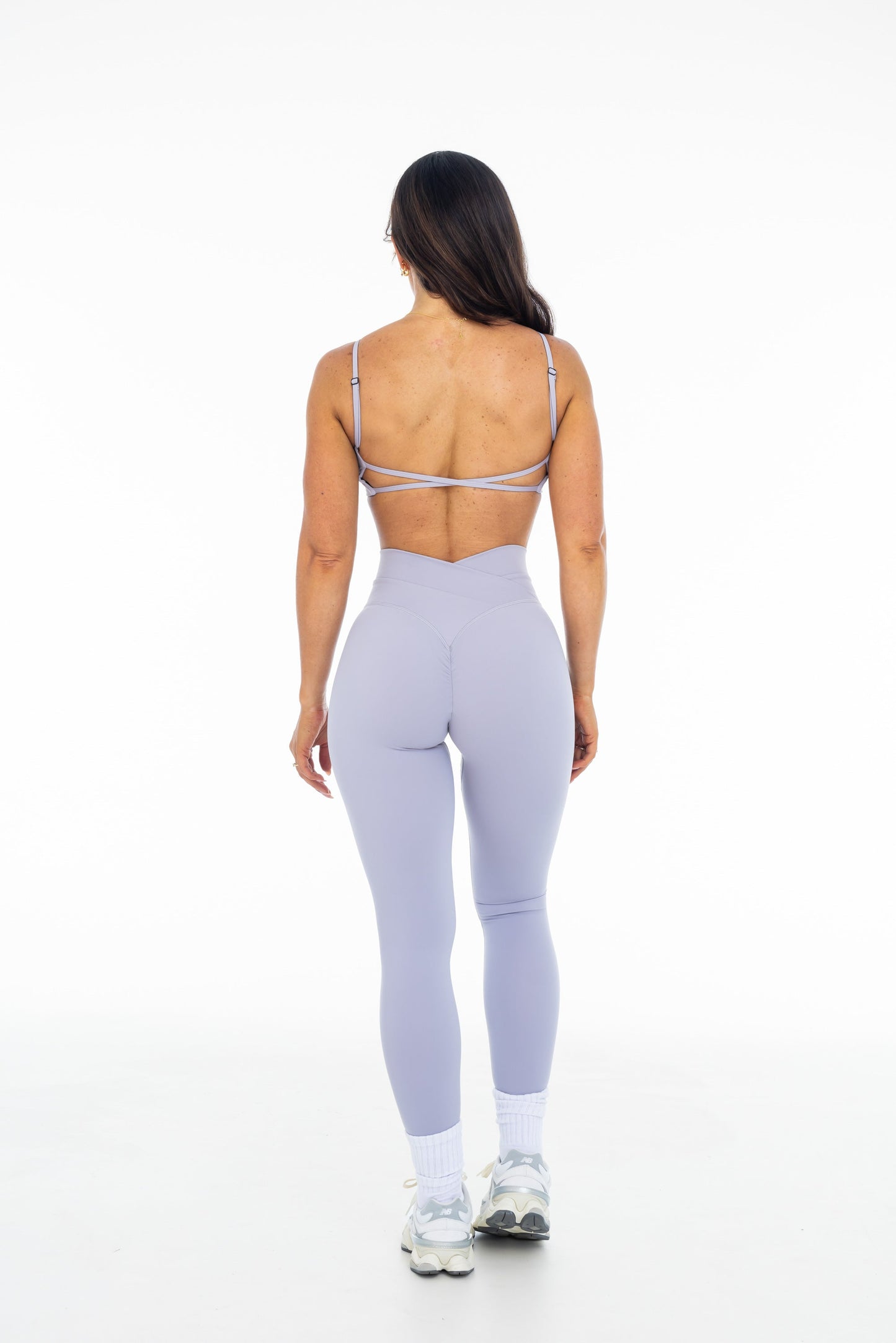 Crossover Scrunch Leggings - Lilac Grey