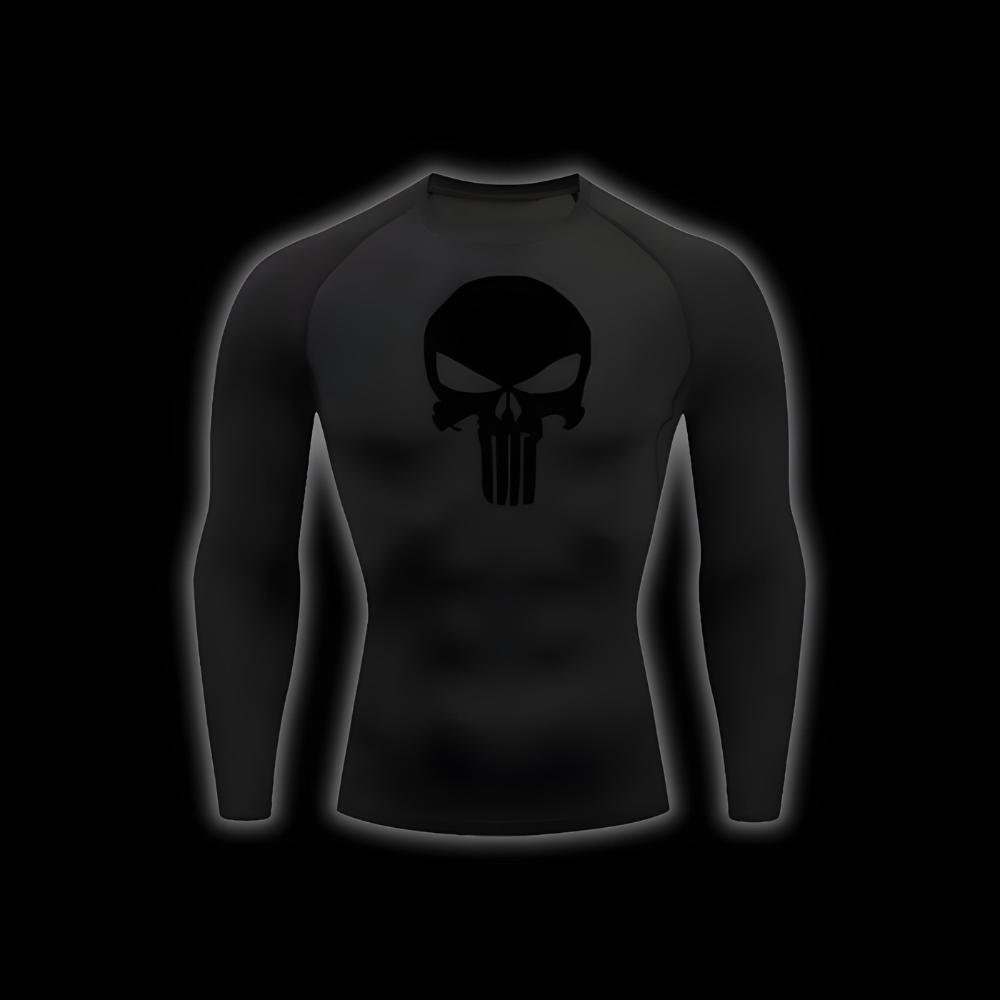 Skull Total Black Compression Shirt