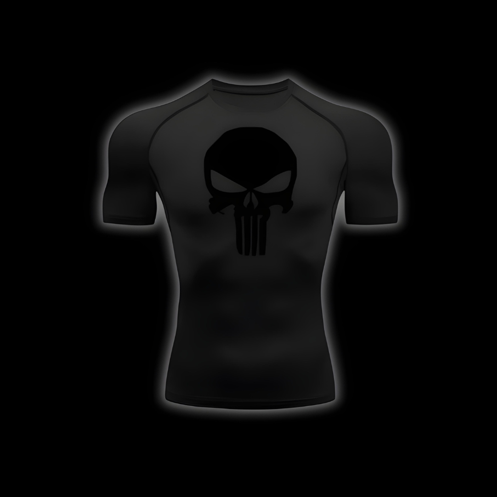 Skull Total Black Compression Shirt