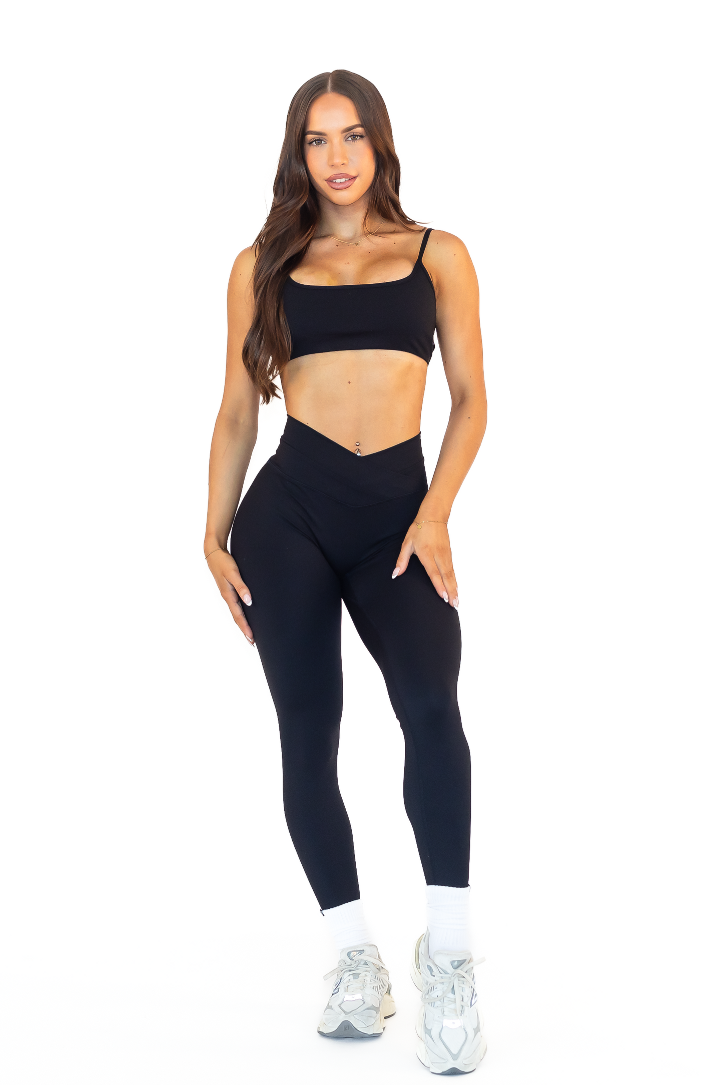 Crossover Scrunch Leggings - Black